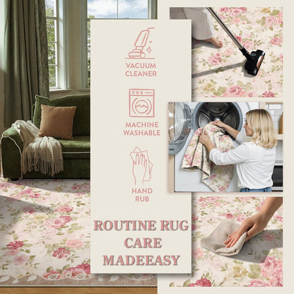 Floral Pink Bathroom Rug Runners for Hallways Non Slip 2x6