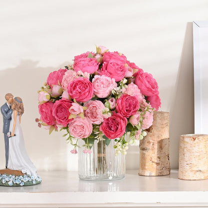 4 Packs Peonies Artificial Flowers, Mixed Pink Artificial Peonies, Silk Peonies Flowers Fake Peonies Artificial Flowers Peonies Bouquet for Centerpiece Table Wedding Party Home Decor