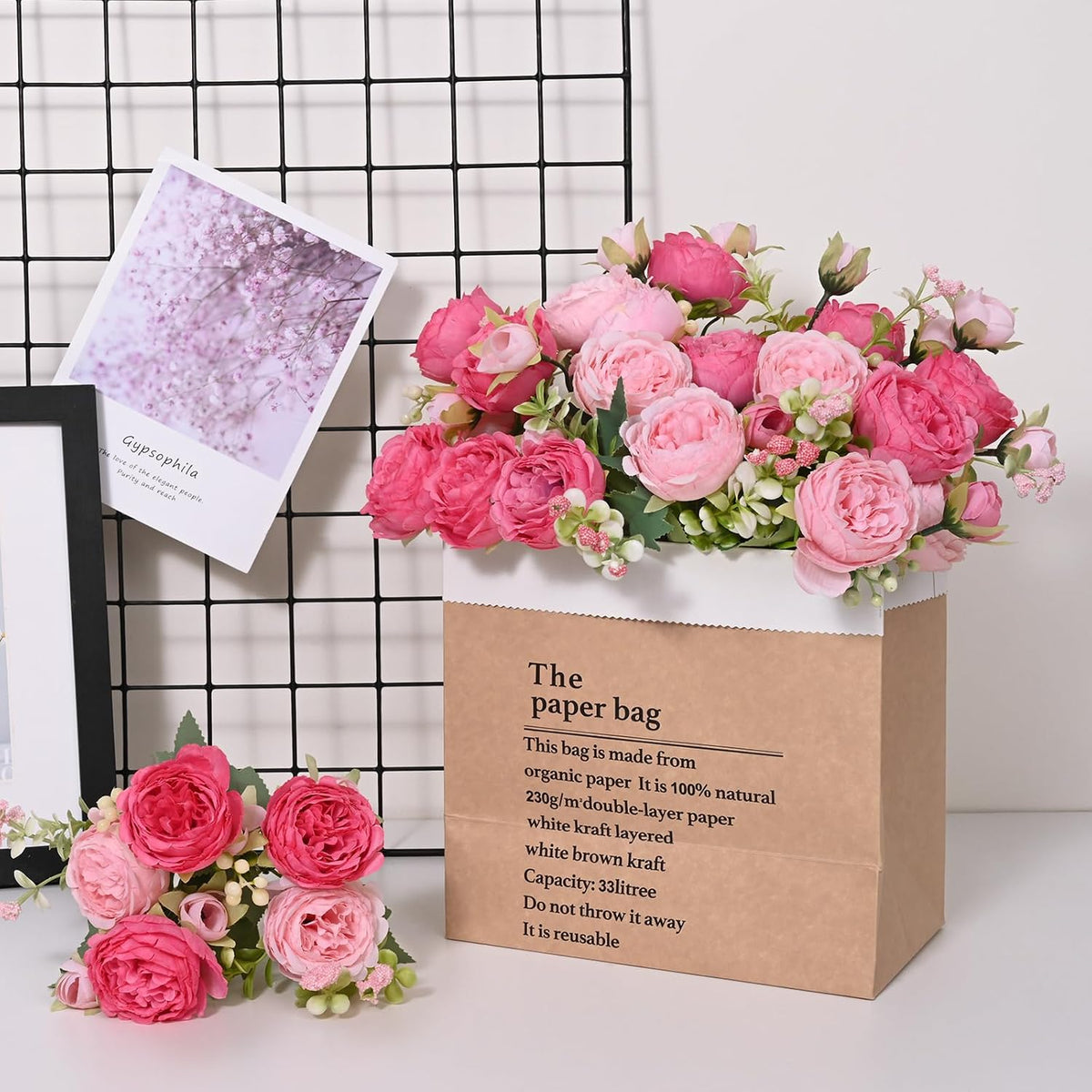 4 Packs Peonies Artificial Flowers, Mixed Pink Artificial Peonies, Silk Peonies Flowers Fake Peonies Artificial Flowers Peonies Bouquet for Centerpiece Table Wedding Party Home Decor