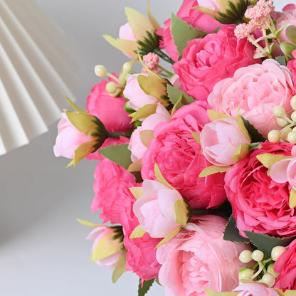 4 Packs Peonies Artificial Flowers, Mixed Pink Artificial Peonies, Silk Peonies Flowers Fake Peonies Artificial Flowers Peonies Bouquet for Centerpiece Table Wedding Party Home Decor