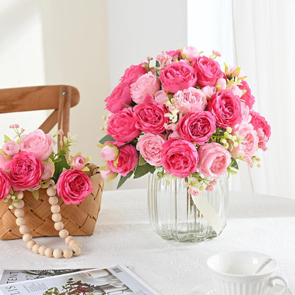 4 Packs Peonies Artificial Flowers, Mixed Pink Artificial Peonies, Silk Peonies Flowers Fake Peonies Artificial Flowers Peonies Bouquet for Centerpiece Table Wedding Party Home Decor