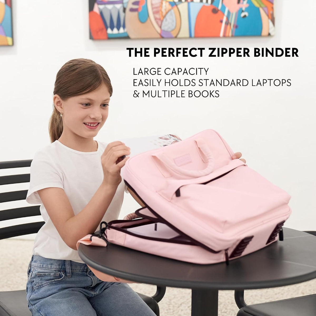 Sturdy 3 Ring Zipper Binder with Shoulder Strap for School - 2 Inch Zip Up