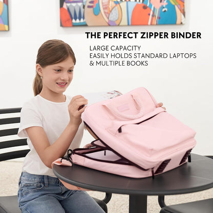 Sturdy 3 Ring Zipper Binder with Shoulder Strap for School - 2 Inch Zip Up