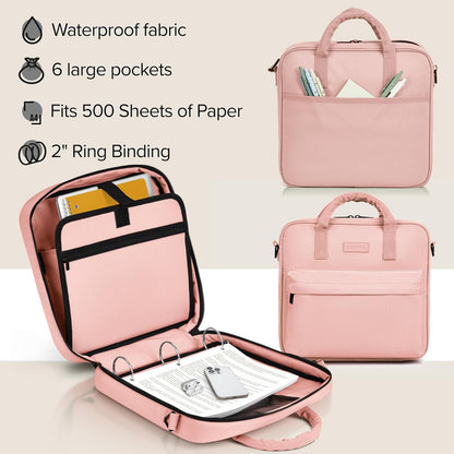 Sturdy 3 Ring Zipper Binder with Shoulder Strap for School - 2 Inch Zip Up
