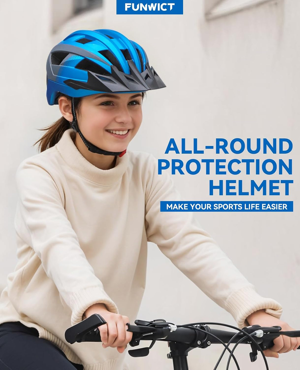 Adult Bike Helmet with Visor and Goggles for Men Women Mountain Road Bicycle Helmet Rechargeable Rear Light Cycling Helmet