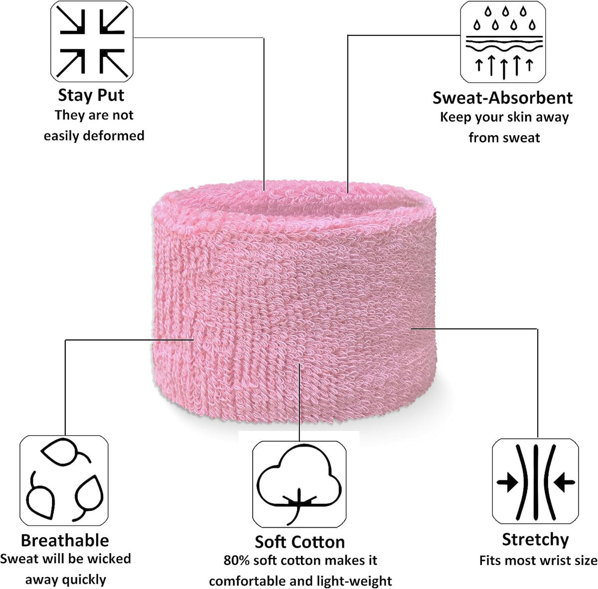 Cotton Terry Athletic Wrist Sweatbands