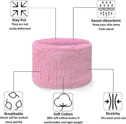Cotton Terry Athletic Wrist Sweatbands