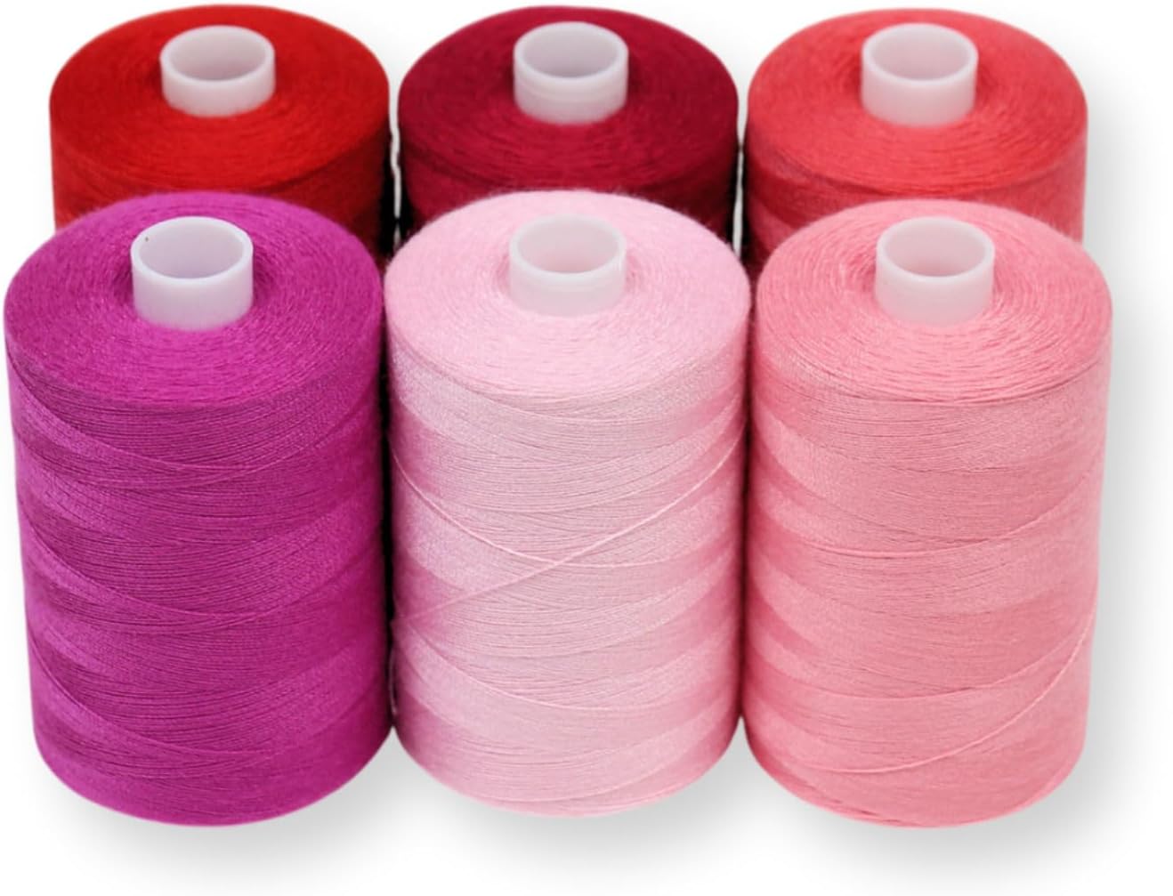Sewing Thread in Red & Pink Color Tones – 6 Spools of Polyester Thread for Sewing Machine for Beginners, Hand Stitching & Quilting - 1000 yds per Spool