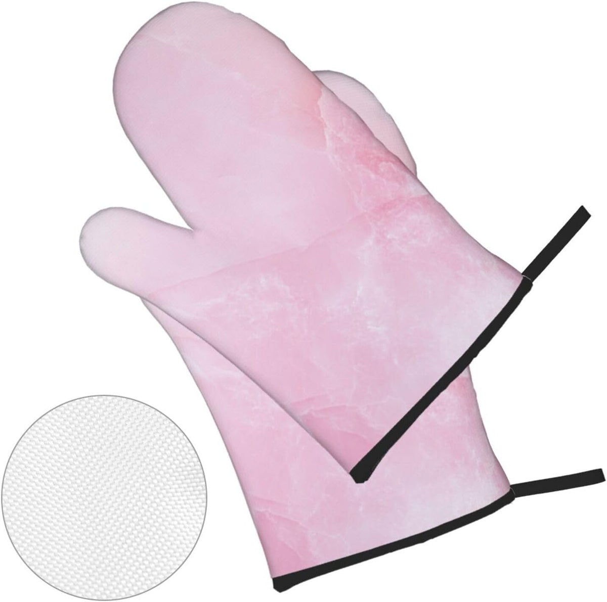 Oven Mitts and Pot Holders Set Marble Light Pink Abstract Heat Resistant Kitchen Gloves 2 Oven Mitts and 2 Pot Holders for Cooking Baking BBQ