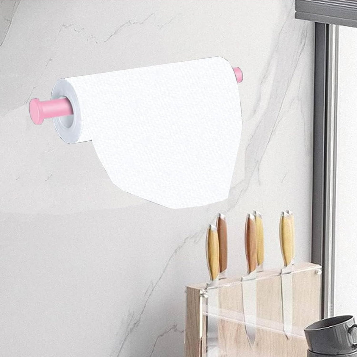 Pink Paper Towel Holder, Paper Towels Rolls for Kitchen, Paper Towel Holder