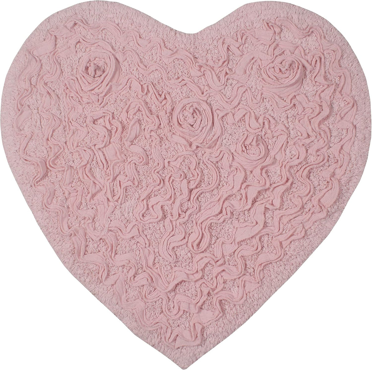 Bell Flower Collection 100% Cotton Tufted Bath Rugs, Extra Soft and Absorbent Bath Rugs, Non-Slip Bath Mats, Machine Washable, Bath Mats for Bathroom Floor and Tub, 25"x25" Heart, Pink