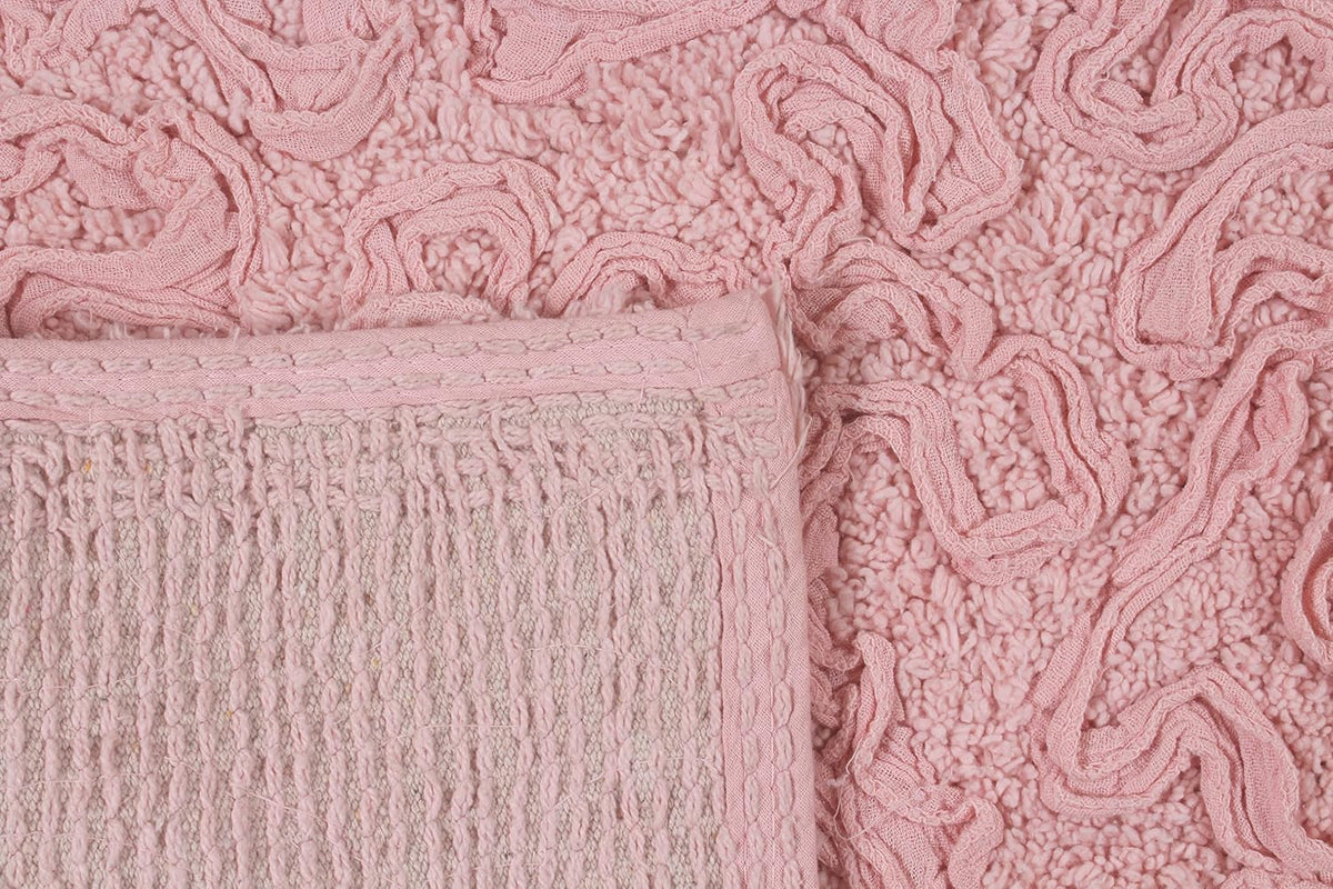 Bell Flower Collection 100% Cotton Tufted Bath Rugs, Extra Soft and Absorbent Bath Rugs, Non-Slip Bath Mats, Machine Washable, Bath Mats for Bathroom Floor and Tub, 25"x25" Heart, Pink