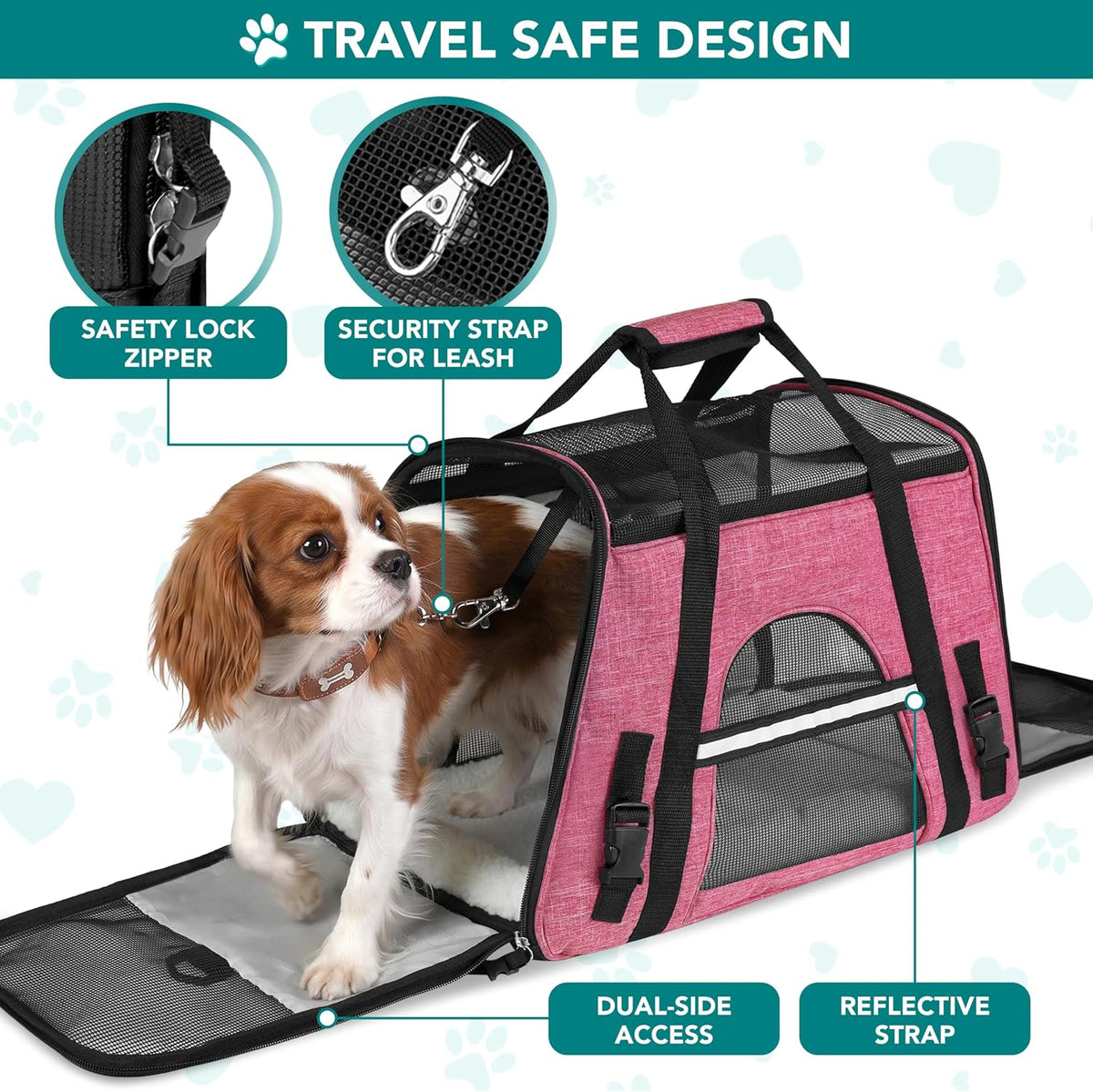 Airline Approved Pet Carrier for Cats Small Dogs, Small Heather Pink