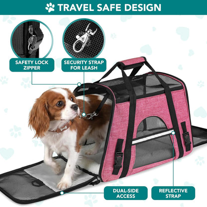Airline Approved Pet Carrier for Cats Small Dogs, Small Heather Pink