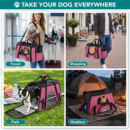 Airline Approved Pet Carrier for Cats Small Dogs, Small Heather Pink