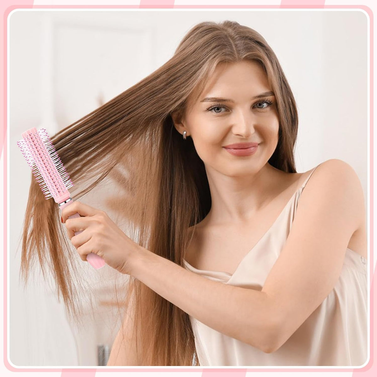 6 Pieces Detangling Styling Comb Set for Women and Men - Hair Brush for Straight, Curly, and All Hair Types(Pink)
