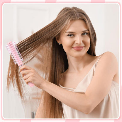 6 Pieces Detangling Styling Comb Set for Women and Men - Hair Brush for Straight, Curly, and All Hair Types(Pink)