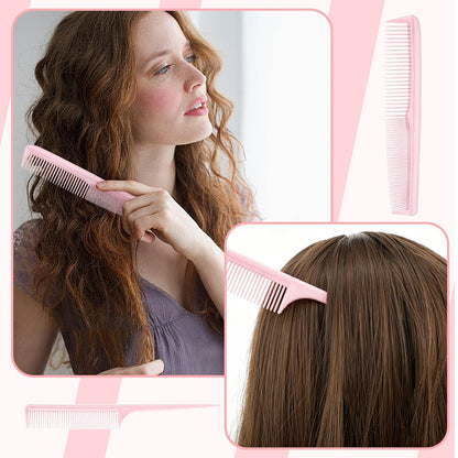 6 Pieces Detangling Styling Comb Set for Women and Men - Hair Brush for Straight, Curly, and All Hair Types(Pink)