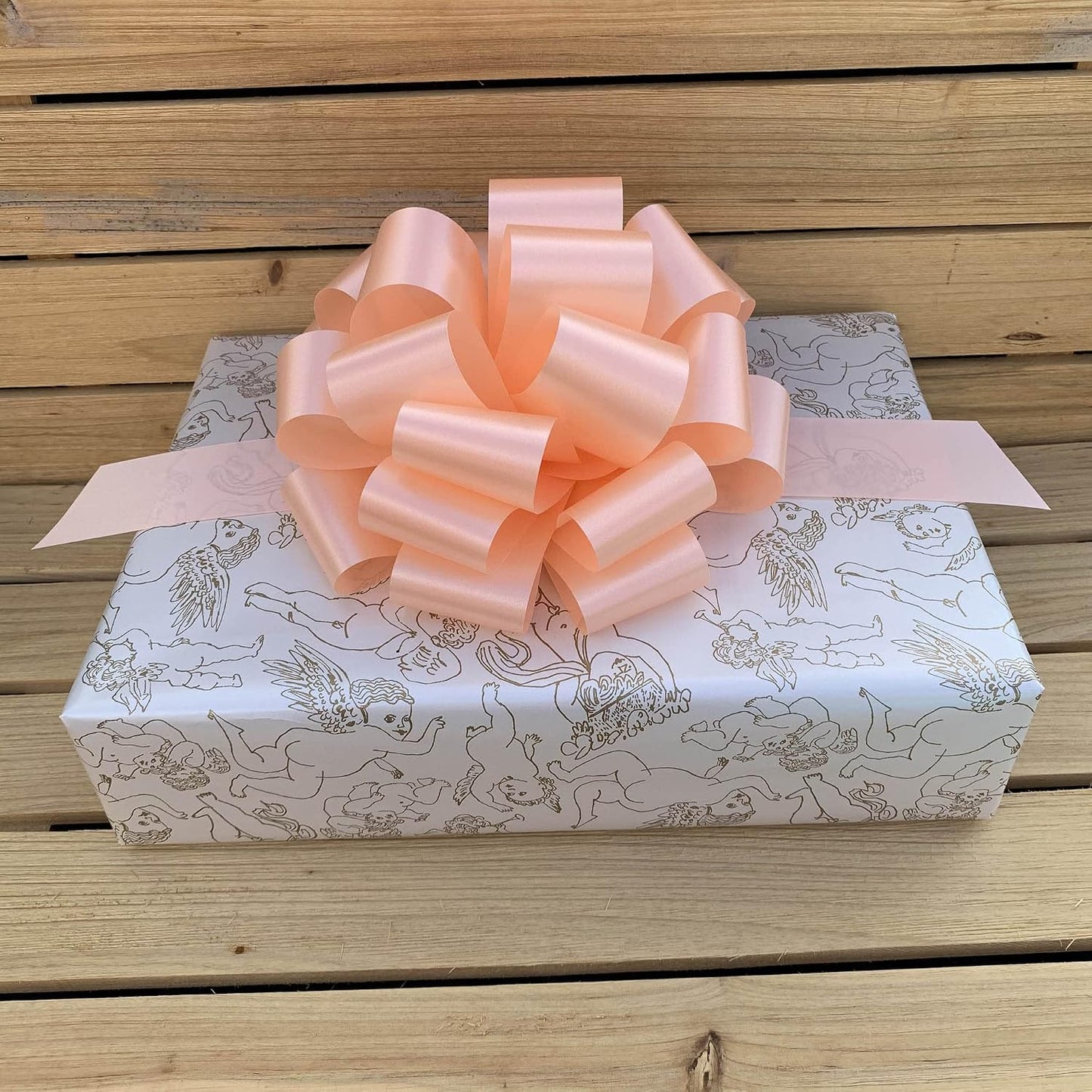 Large Peach Ribbon Pull Bows - 9" Wide, Set of 6, Gift Basket, Presents, Wreath, Mother's Day, Birthday, Baby Shower, Decoration, Classroom, Office, Christmas, Easter