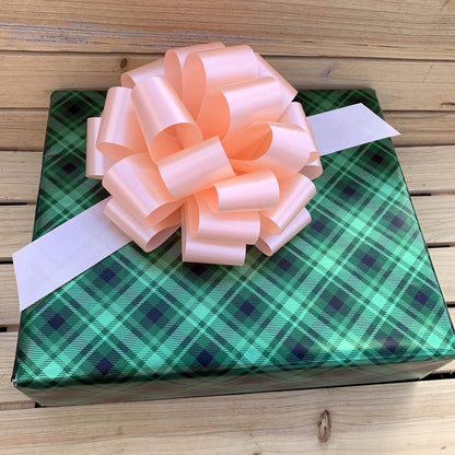 Large Peach Ribbon Pull Bows - 9" Wide, Set of 6, Gift Basket, Presents, Wreath, Mother's Day, Birthday, Baby Shower, Decoration, Classroom, Office, Christmas, Easter