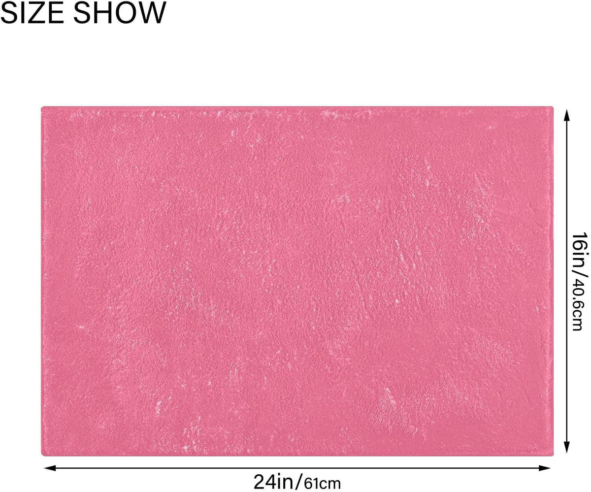 Plain Pink Solid Color Bathroom Rugs, Non Slip Dry Quickly Bath Mat, Absorbent Soft Bath Rugs for Bathroom, Toilet and Shower Floor