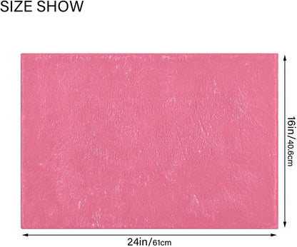 Plain Pink Solid Color Bathroom Rugs, Non Slip Dry Quickly Bath Mat, Absorbent Soft Bath Rugs for Bathroom, Toilet and Shower Floor