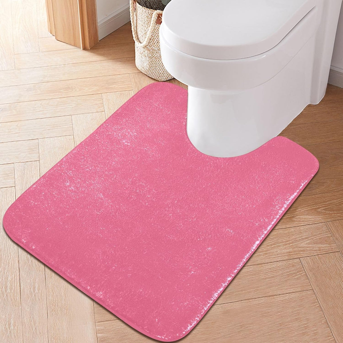 Plain Pink Solid Color Bathroom Rugs, Non Slip Dry Quickly Bath Mat, Absorbent Soft Bath Rugs for Bathroom, Toilet and Shower Floor