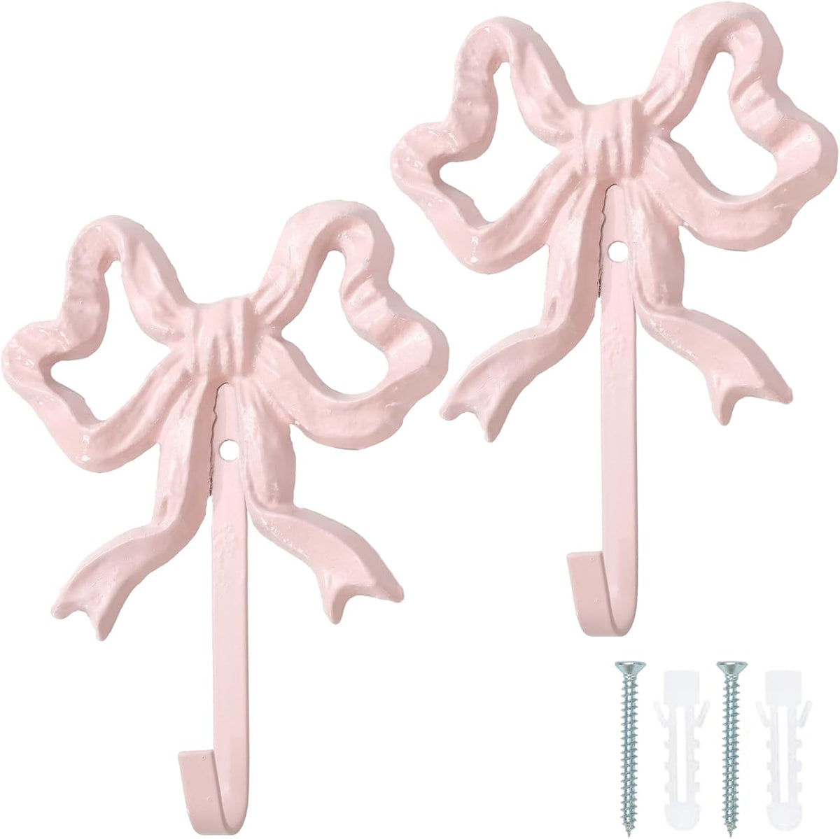2Pcs Pink Bow Hooks Bow Knot Towel Coat Hanger Coquette Wall Hooks for Valentine's Day Home Living Room Bedroom Bathroom Kitchen Decor