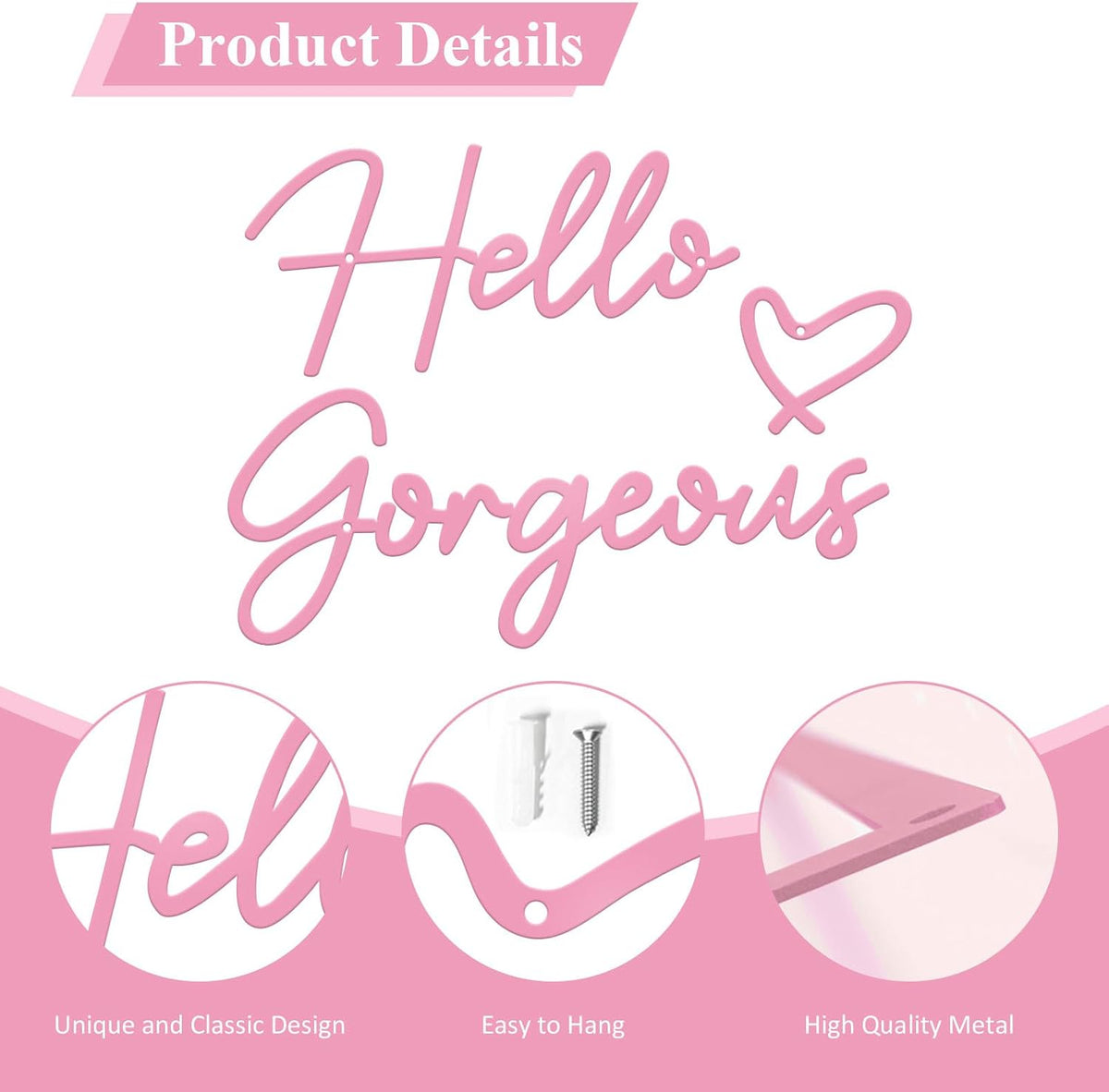 Metal Hello Gorgeous Wall Art Modern Farmhouse Wall Decor Signs