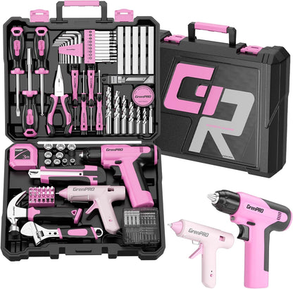 188PCS Pink Cordless Drill Tool Set For Women Tool Kit For Home Box