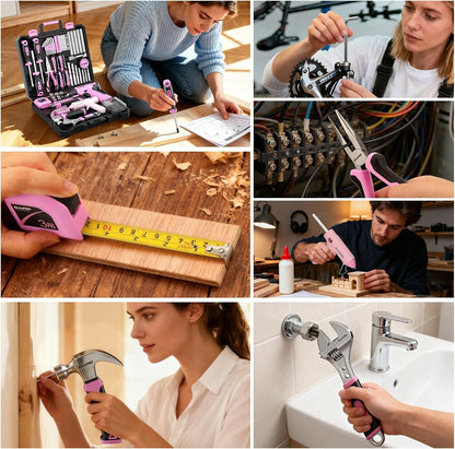 188PCS Pink Cordless Drill Tool Set For Women Tool Kit For Home Box