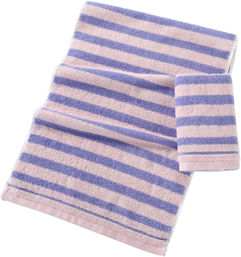 Striped Hand Towel Set of 2 Pink & Purple 13 X 29 Inch
