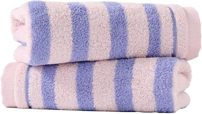 Striped Hand Towel Set of 2 Pink & Purple 13 X 29 Inch