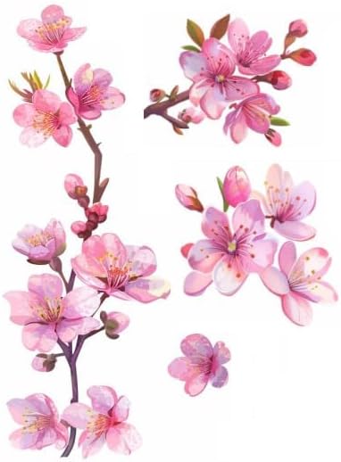 3PCS Pink Cherry Blossom Car Decal Stickers, Sakura Blossom Flower as Pink Flower for Window, Bumper, Mirror, Japanese Watercolor Pink Cherry Car Decal, Flower Decals Waterproof (3)