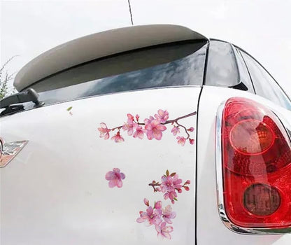 3PCS Pink Cherry Blossom Car Decal Stickers, Sakura Blossom Flower as Pink Flower for Window, Bumper, Mirror, Japanese Watercolor Pink Cherry Car Decal, Flower Decals Waterproof (3)