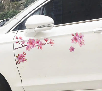 3PCS Pink Cherry Blossom Car Decal Stickers, Sakura Blossom Flower as Pink Flower for Window, Bumper, Mirror, Japanese Watercolor Pink Cherry Car Decal, Flower Decals Waterproof (3)