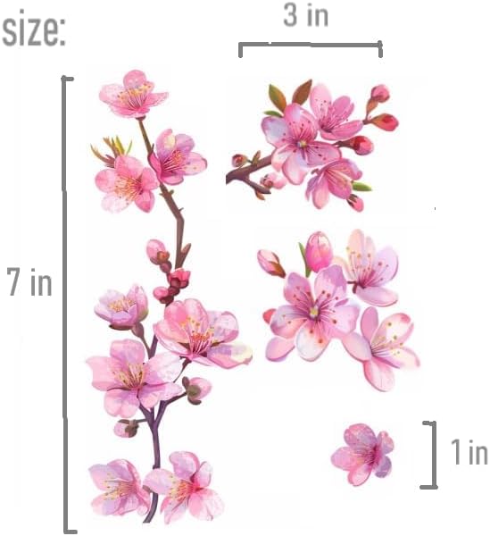 3PCS Pink Cherry Blossom Car Decal Stickers, Sakura Blossom Flower as Pink Flower for Window, Bumper, Mirror, Japanese Watercolor Pink Cherry Car Decal, Flower Decals Waterproof (3)