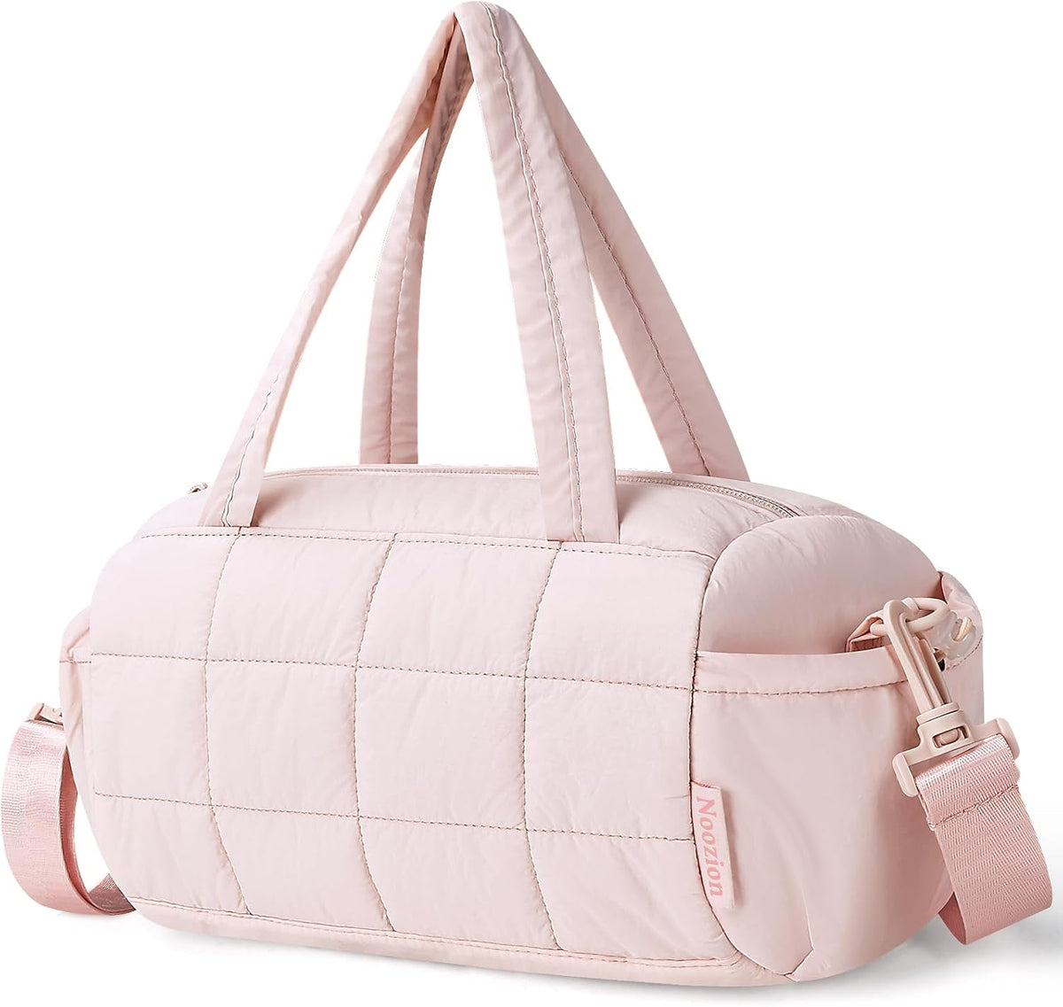 12 Inch Mini Gym Bag for Women, Lightweight Quilted Crossbody Duffle Bag with Wet Pocket, Dual Side Pockets, Adjustable Strap, Small Workout Bag for Yoga, Pilates, Swimming & Daily Use
