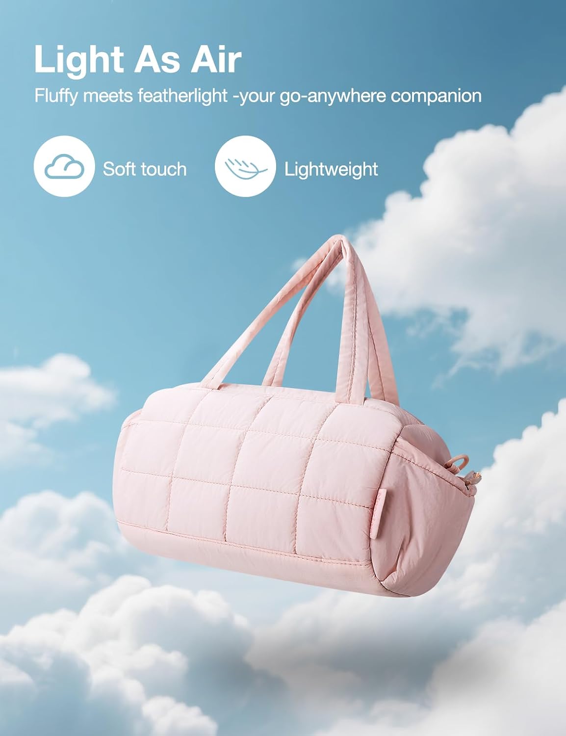 12 Inch Mini Gym Bag for Women, Lightweight Quilted Crossbody Duffle Bag with Wet Pocket, Dual Side Pockets, Adjustable Strap, Small Workout Bag for Yoga, Pilates, Swimming & Daily Use