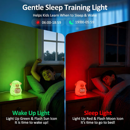 Sheep Kids Alarm Clock with Night Light, OK to Wake Clock for Toddler