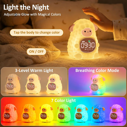 Sheep Kids Alarm Clock with Night Light, OK to Wake Clock for Toddler