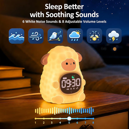 Sheep Kids Alarm Clock with Night Light, OK to Wake Clock for Toddler