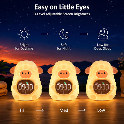 Sheep Kids Alarm Clock with Night Light, OK to Wake Clock for Toddler