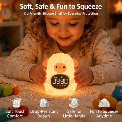 Sheep Kids Alarm Clock with Night Light, OK to Wake Clock for Toddler