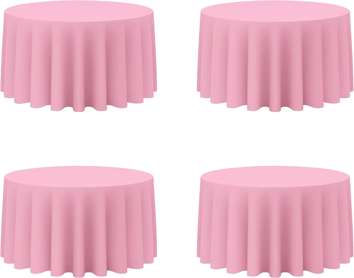 4 Pack Pink Round Tablecloths 120 Inch for 60" Tables