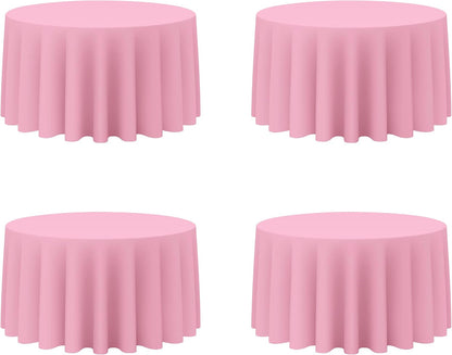 4 Pack Pink Round Tablecloths 120 Inch for 60" Tables