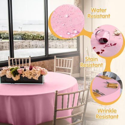 4 Pack Pink Round Tablecloths 120 Inch for 60" Tables