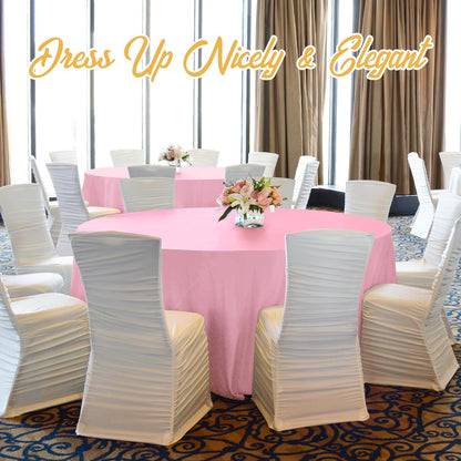4 Pack Pink Round Tablecloths 120 Inch for 60" Tables