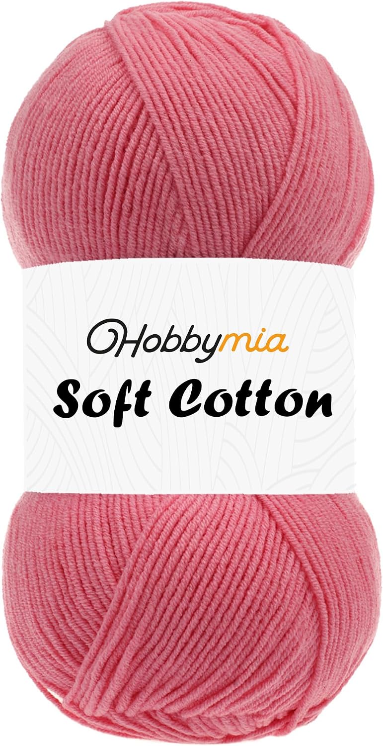 Soft Cotton Blend Crochet Yarn – Sport Weight Yarn for Crochet & Knitting – 100g / 361yds – 55% Cotton 45% Acrylic – Ideal for Amigurumi & Baby Projects (Pink - Bright Pink, 1 Skein)
