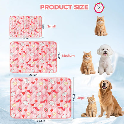 Dog Cooling Mat,27.5"x38.5" Thicken Self-Cooling Mat for Dog Large,Internal Waterproof& Endothermic,Washable Pet Ice Cool Pad Blanket,Pet Sleeping Pad for Indoor Outdoor in Summer,Non-Toxic, Pink L